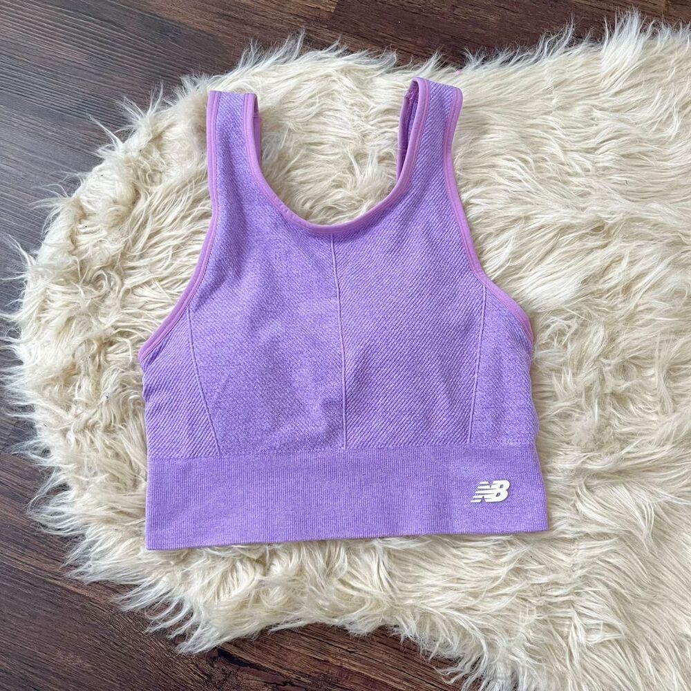 NWOT purple New Balance seamless cropped sports bra Size M